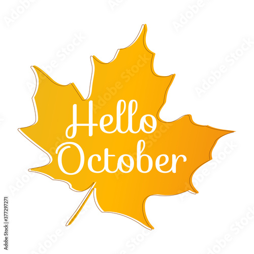 Hello October quote in orange maple leaf