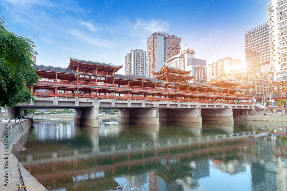 A bridge with ethnic characteristics, Duyun, Guizhou, China. A bridge with ethnic characteristics, Duyun, Guizhou, China.