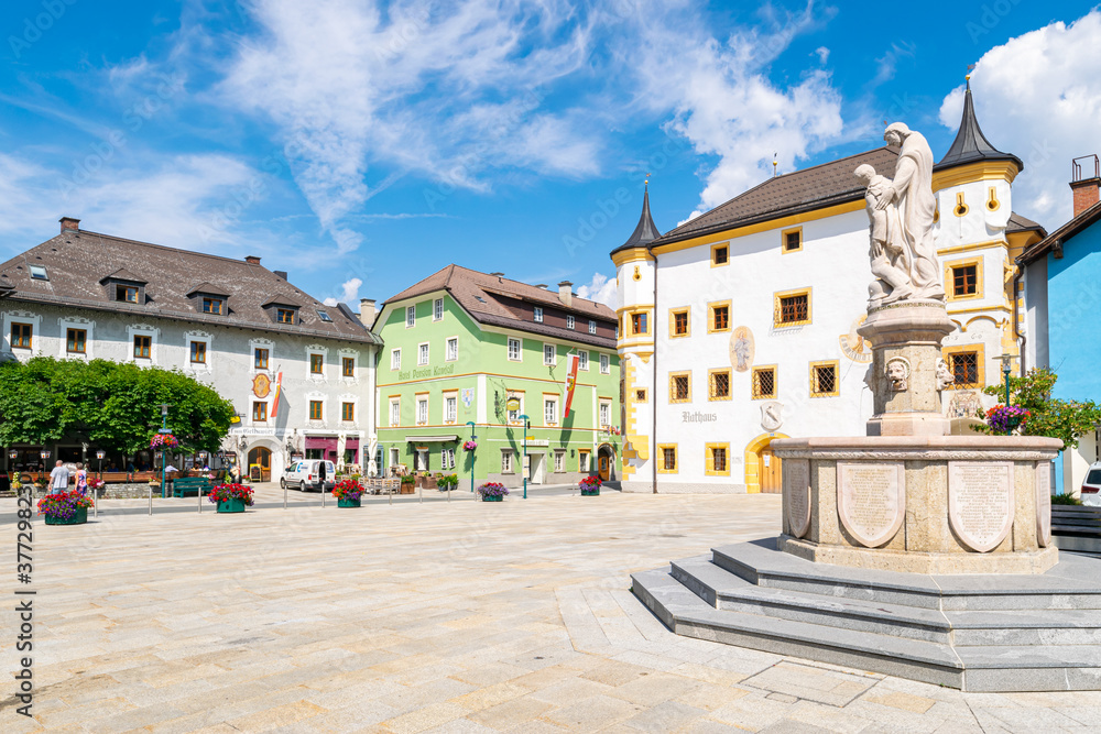 Town square with town hall in the centre of Tamsweg in state Salzburgerland, Austria.
