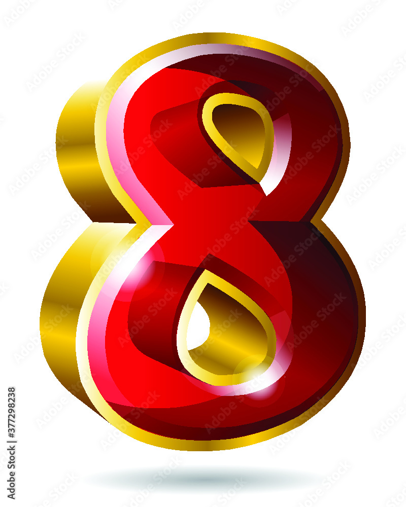 Gold number 8 isolated on white background. Vector illustration. Gold number 8 isolated on white background. Vector illustration.