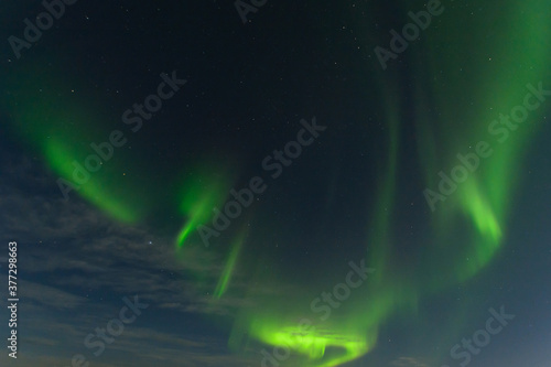 Night sky.  Northern lights.  Aurora Borealis  stars . © Moroshka