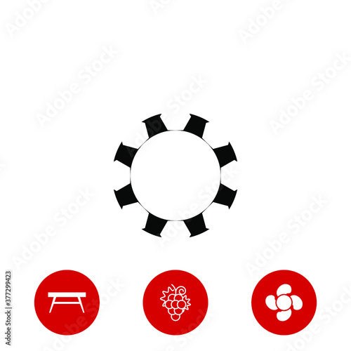 gear icon and three bonus icons on white background, vector