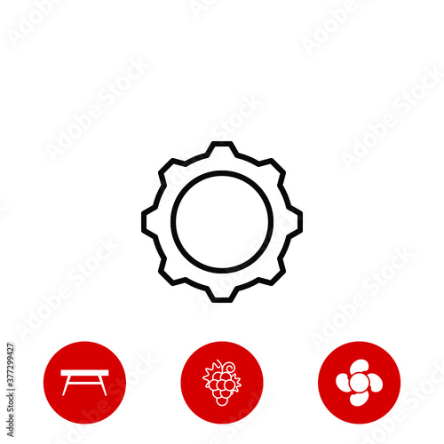 gear icon and three bonus icons on white background, vector