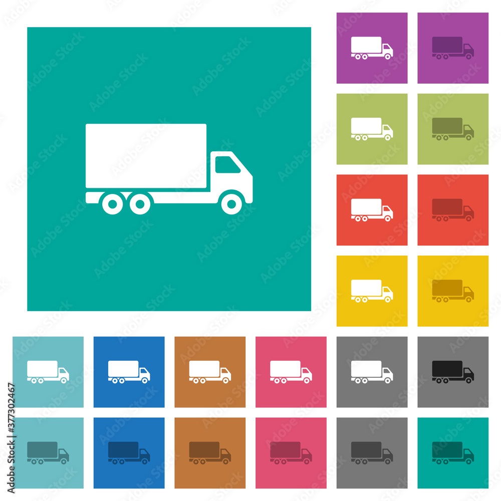 Freight car square flat multi colored icons Freight car square flat multi colored icons