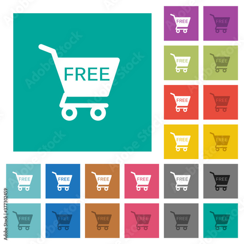 Free shopping cart square flat multi colored icons