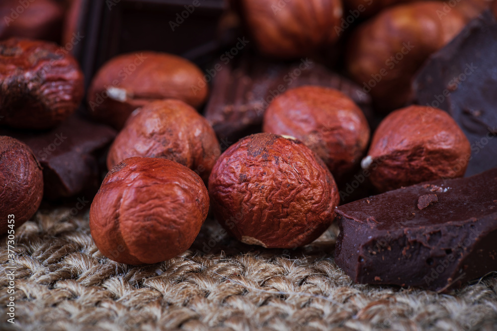 appetizing composition with nuts and chocolate appetizing composition with nuts and chocolate