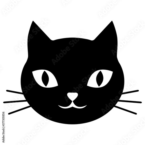 illustration of cute muzzle of black cat on white background