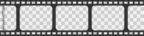 Film strip seamless vector background in flat style. Movie concept on transparent background, isolated