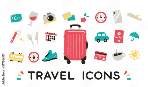 Trip icons set / simple / buttons / cute