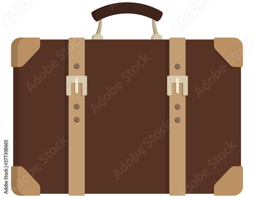 Vintage leather suitcase. Travel bag in cartoon style.