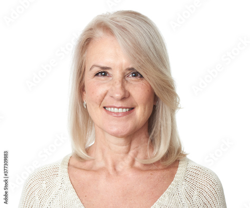 Portrait of a senior woman is smiling. Cheerful old lady