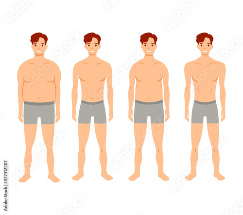 Human body shapes. Male figures types set. Vector illustration