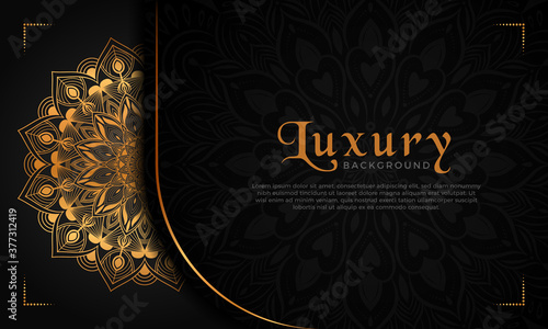 Luxury mandala background with floral ornament pattern. Hand drawn gold mandala design. Vector mandala template for decoration invitation, cards, wedding, logos, cover, brochure, flyer, banner.