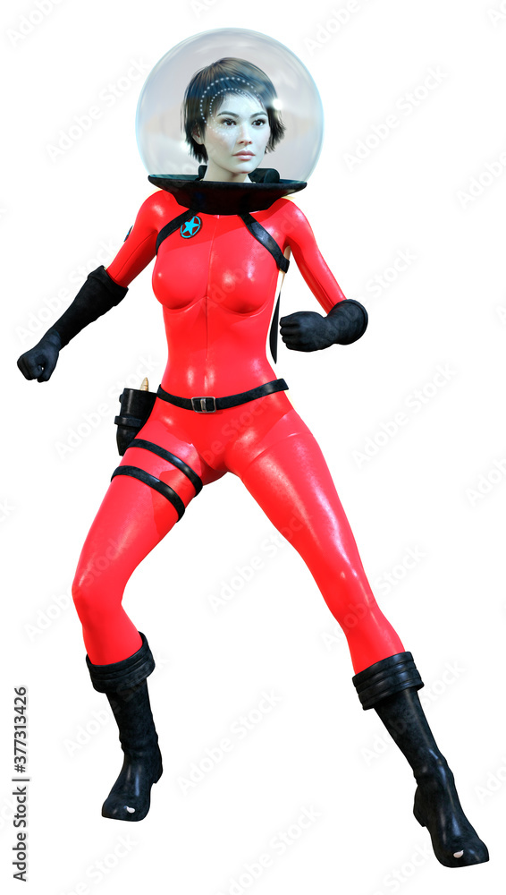 3D Rendering Astrnaut Woman on White 3D Rendering Astrnaut Woman on White