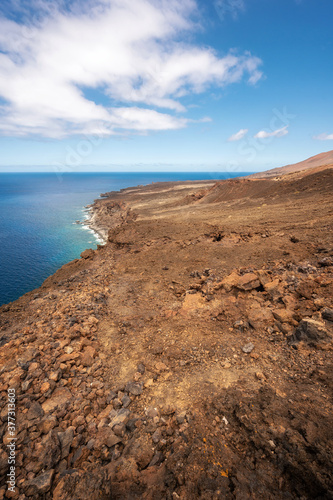 Scenic volcanic coastline landscape in el Hierro, Canary Islands, Spain. High quality photo