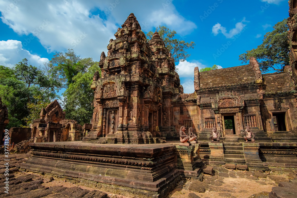Bantaey Srei or Banteay Srey, the Pink Temple and the Jewel of Khmer art, Siem Reap, Cambodia. 