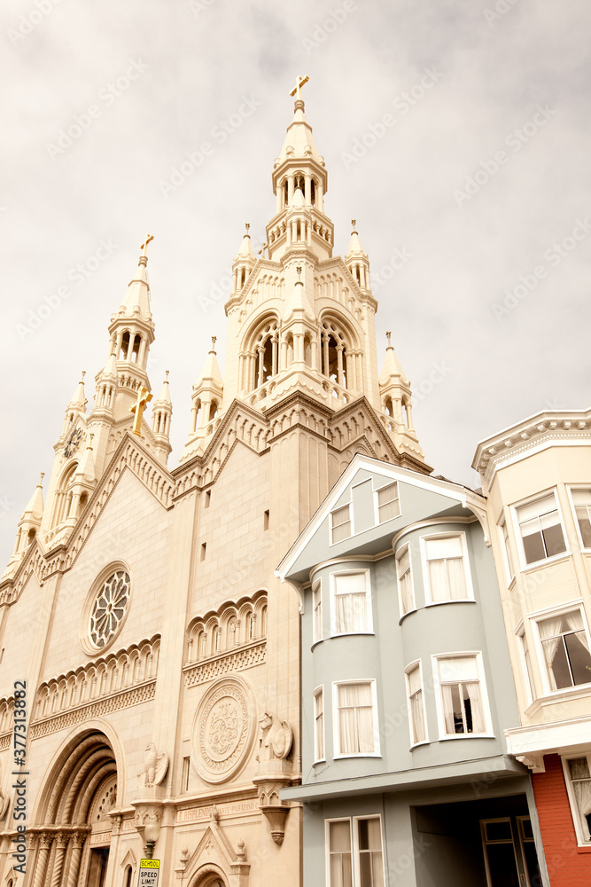 Saints Peter and Paul Church at Washington Square in San Francisco