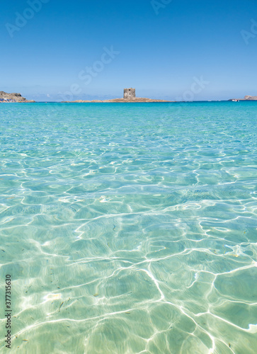 Stintino (Italy) - One of the most popular sandy beaches in Italy, 'La Pelosa', in Sardegna island, province of Sassari, in the Asinara sea national park