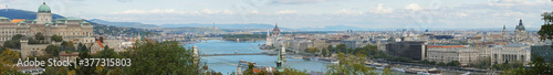 Top view wide panorama of Budapest city