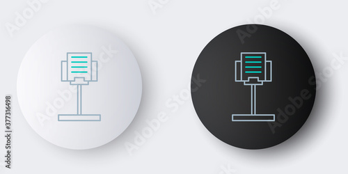 Line Music stand icon isolated on grey background. Musical equipment. Colorful outline concept. Vector.