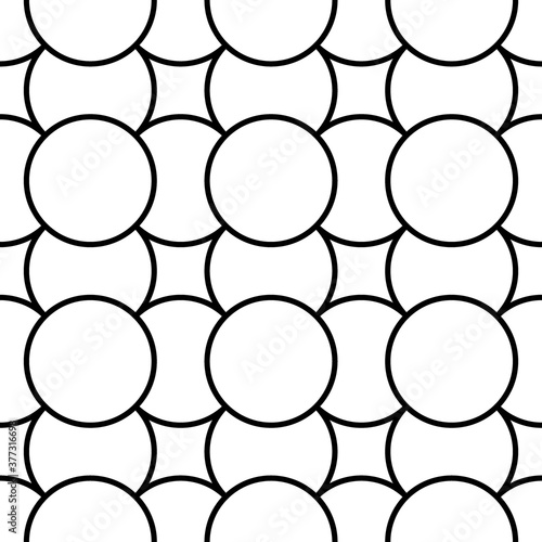 Black figures background. Circles and squares texture. Ethnic motif. Seamless surface pattern design with circular embroidery ornament. Digital paper with rings for textile print, web designing.