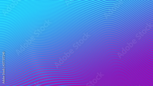 Wavy blue lines on a colorful light blue and purple background. Modern and trendy abstract background in 4k resolution.