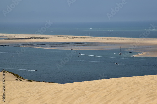 Blick von der Dune du Pilat auf die Banc d Arguin in Arcachon