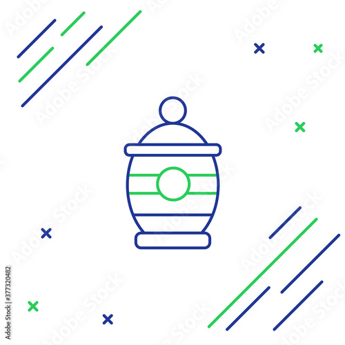 Line Funeral urn icon isolated on white background. Cremation and burial containers, columbarium vases, jars and pots with ashes. Colorful outline concept. Vector.