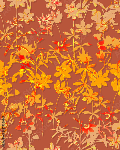Wallpaper Mural Realistic Flower Textured Floral Silhouettes Seamless Pattern Trendy Fashion Color Elegant Design Perfect for Fabric Print Wrapping Paper Torontodigital.ca