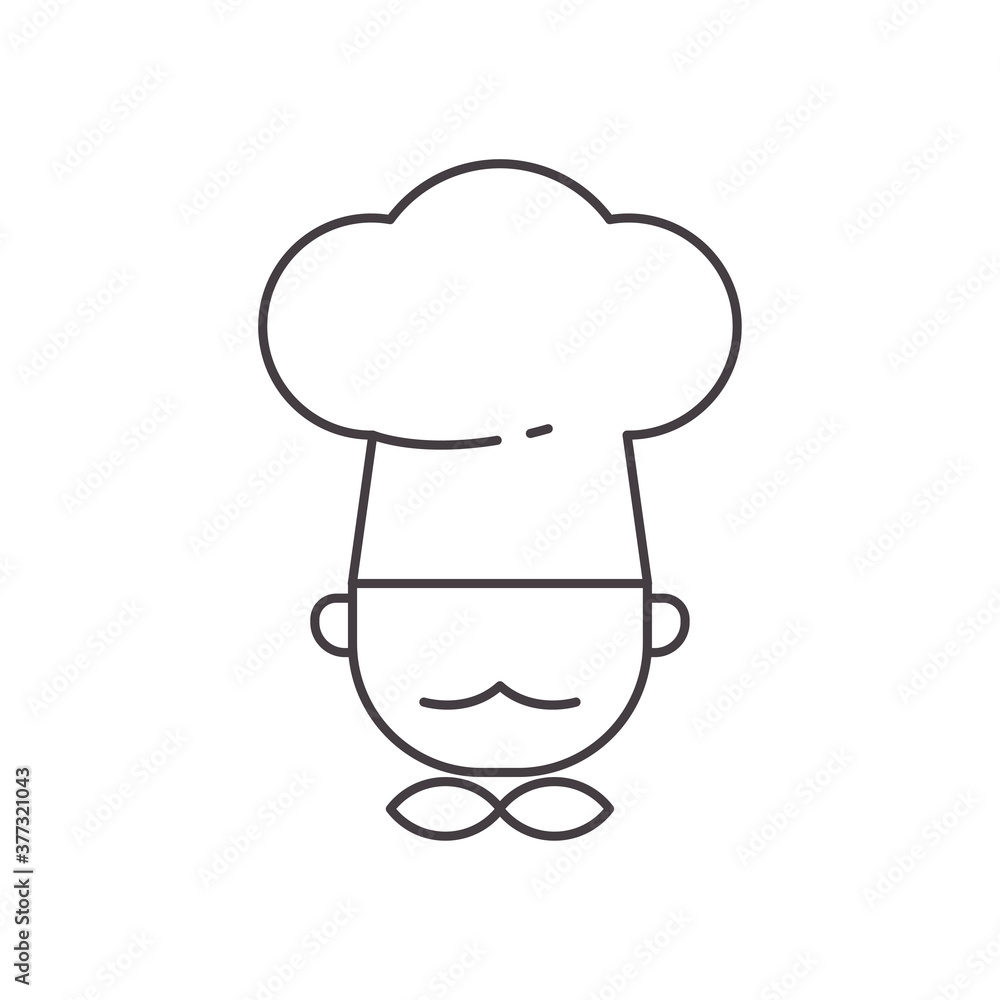 Chef icon with simple line style isolated on white background Chef icon with simple line style isolated on white background