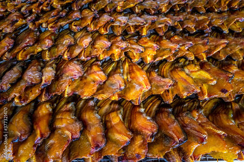 Dried Catfish fish in the market. Freshwater fish.