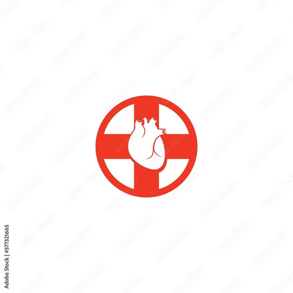 Human heart organ logo cardiology vector illustration concept Human heart organ logo cardiology vector illustration concept