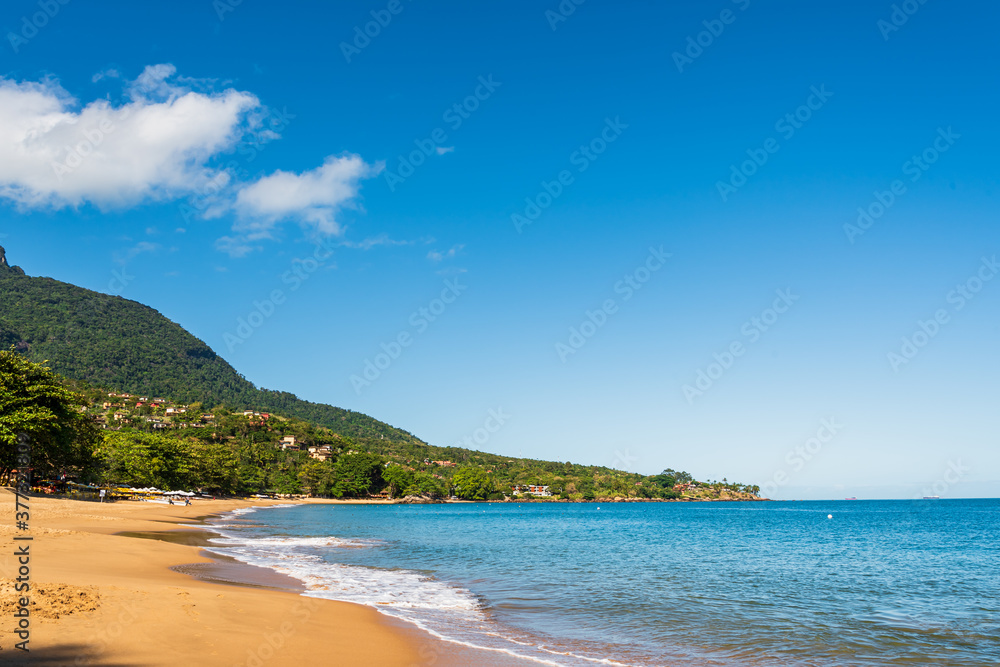 View of beach, mountain and forest in Brazil