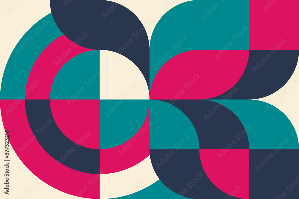 Obraz premium Abstract vector geometric pattern, background design in Bauhaus style, for web design, business card, invitation, poster, cover.