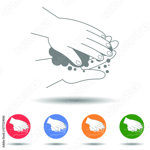 Hand wash with a water sign vector with isolated background