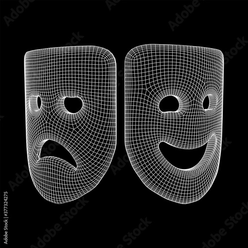 Theatrical masks tragedy and comedy character