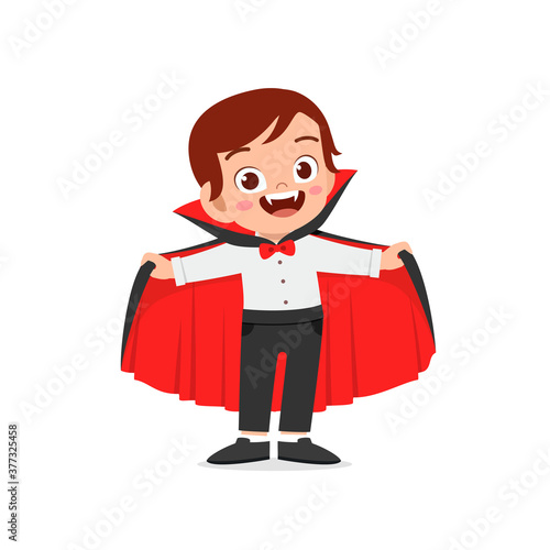 happy cute little kid boy and girl celebrate halloween wears dracula  vampire costume with cape vector de Stock | Adobe Stock