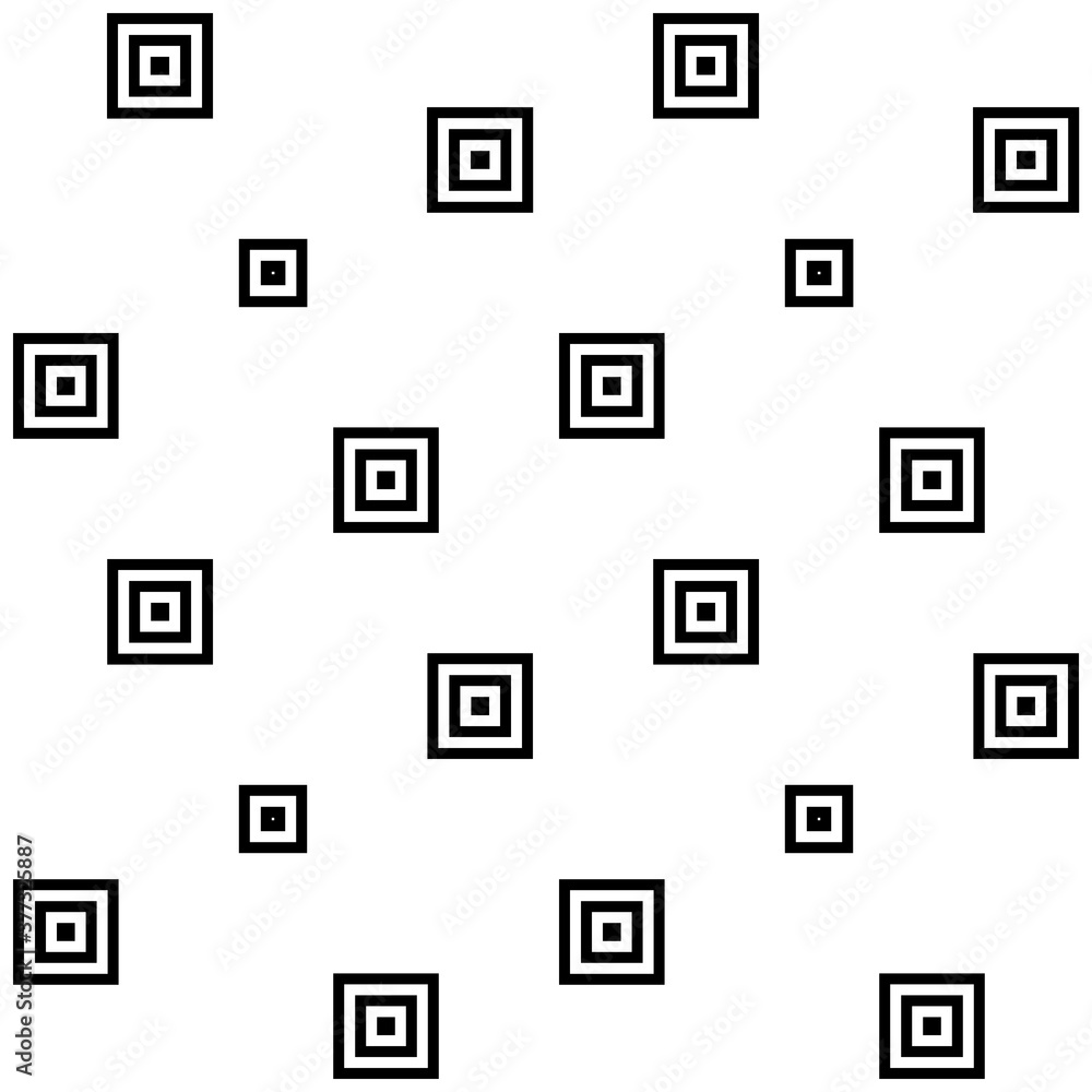 Black repeated stylized squares on white background. Checks wallpaper. Seamless surface pattern design with symmetrical blocks ornament. Mosaic motif. Digital paper with quadrangles for print. Vector. Black repeated stylized squares on white background. Checks wallpaper. Seamless surface pattern design with symmetrical blocks ornament. Mosaic motif. Digital paper with quadrangles for print. Vector.