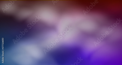 Colored smoke. Realistic fog in neon light. Dark purple, blue and pink colors on foggy abstract background. Space and stars. Vector stock illustration. Purple clouds.Copy space.Banner