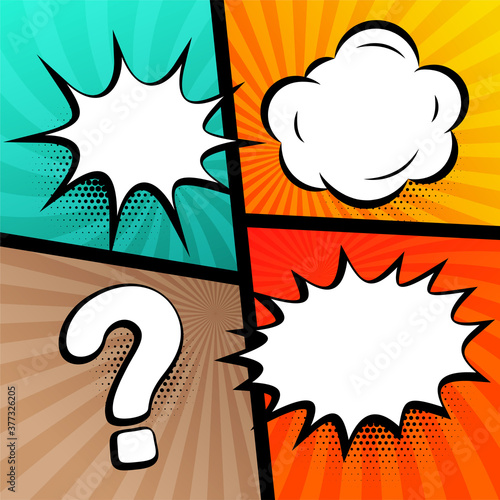 chat bubbles expressions set in comic book style