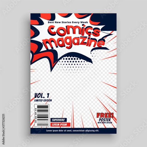 comic magazine cover page template design