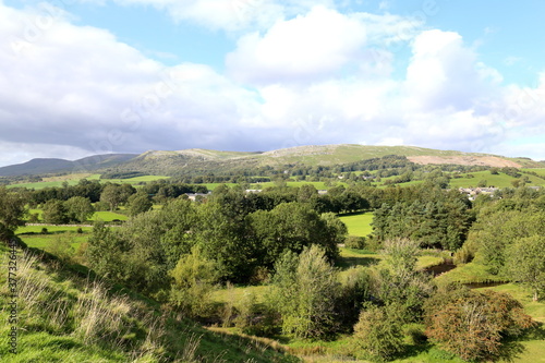 View of the Upper Eden Valley, Cumbria with the hills of the Northern Pennines Musgrave Sear on Musgrave Fell.