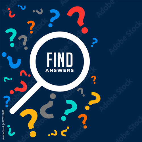 question and answers background with search symbol