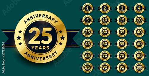 premium golden anniversary labels or emblems logotype set