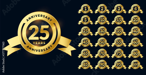 golden anniversary shiny labels or emblems big set