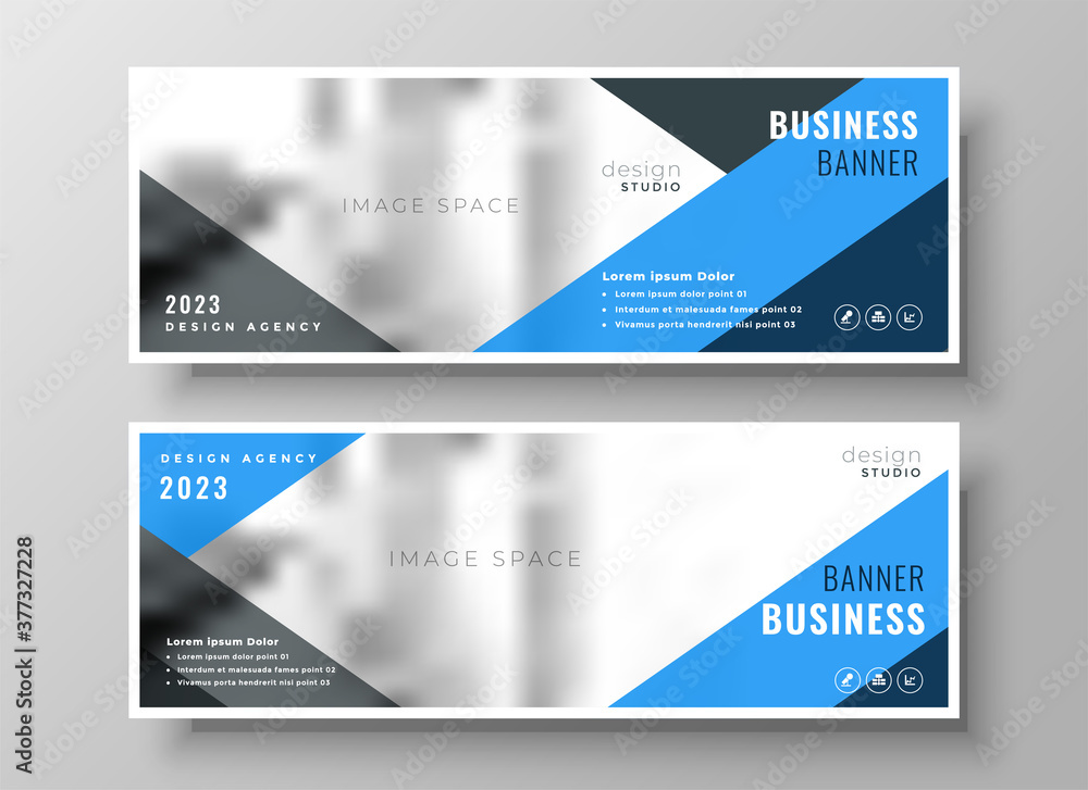 blue geometric business banner template design