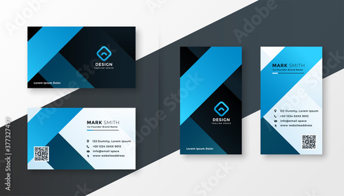 modern blue theme business card template design set