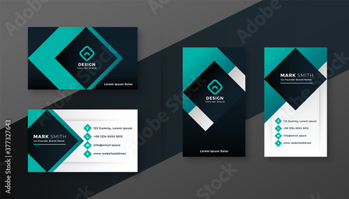 geometric turquoise modern business card design