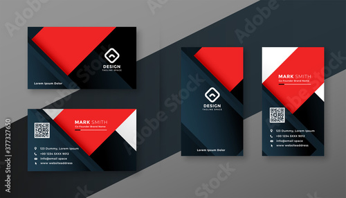 red and black modern business card geometric template