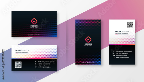 colorful halftone style modern business card design photo